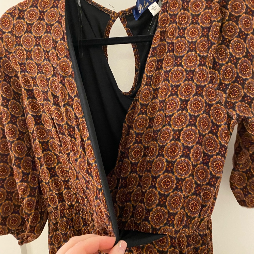 Retro pattern, 3/4 sleeve pant length jumpsuit